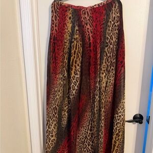 Buffalo David Bitton Red and Brown Leopard Print Maxi Skirt